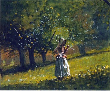 Girl With Hay Racke 1878 by Winslow Homer