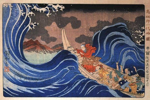 Nichiren Calms a Storm in Kakuda