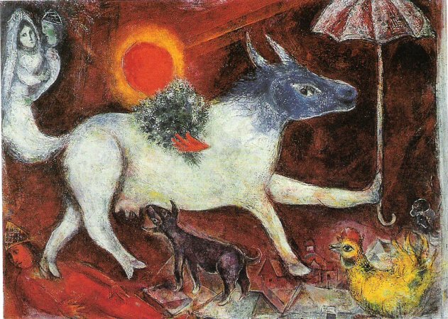 Marc Chagall,The cow with sunshade, 1946.jpg