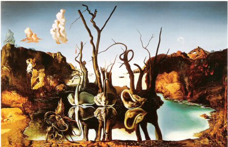 Salvador Dali, Swans reflecting elephants, 1937.jpg