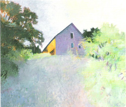 Wolf Kahn, Barn atop a Ridge,  1987..jpg