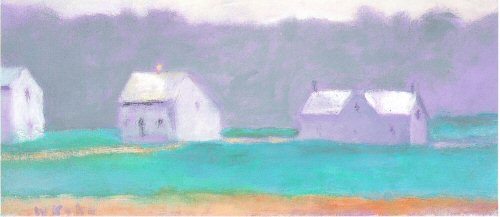 Wolf kahn, Three Houses near Woods, 2000.jpg