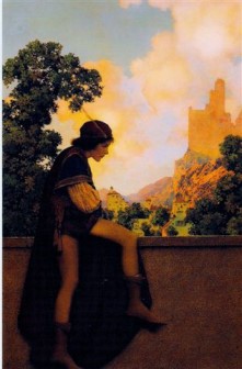 Knave Watching Violetta Depart 1924 by Maxfield Parrish