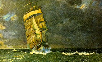 Shortening Sail for a Squall by Chas Pears